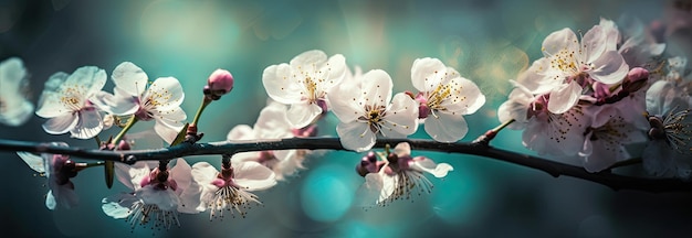 Immagine orizzontale con fiori di primavera fiori di ciliegio sakura IA generativa