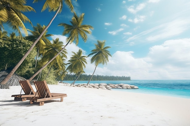 Immagine paesaggistica di spiaggia bianca tropicale e mare blu