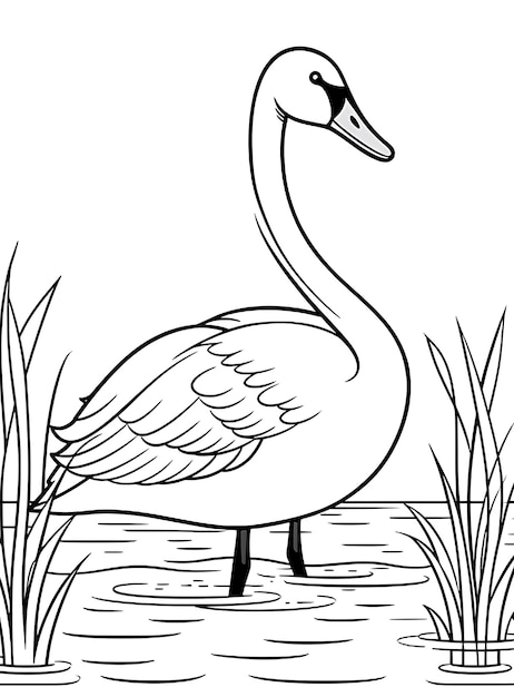 Immagine per colorare la pagina del cigno