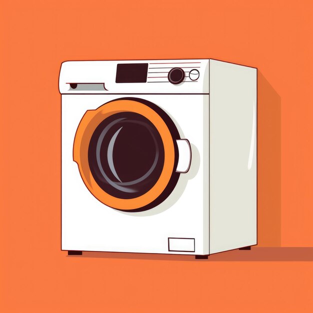 Immagine piatta di un asciugatrice su sfondo arancione Icona vettoriale semplice di asciugatrici Illustrazione digitale
