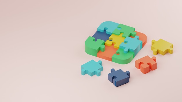 Immagine premium del concetto di risoluzione dei problemi di forma arrotondata puzzle 3d