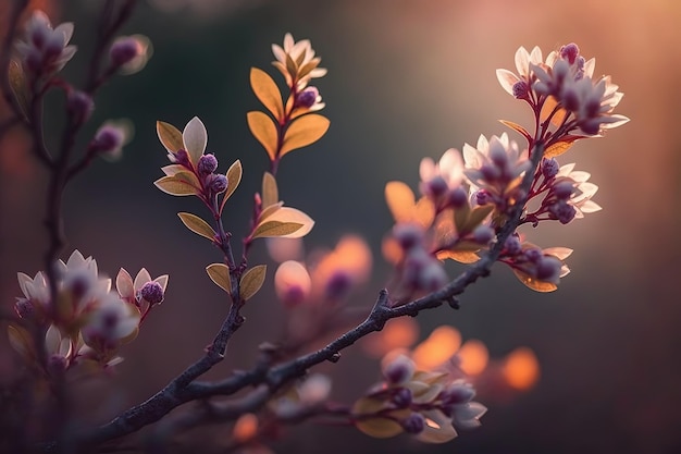 Immagine primaverile di rami di alberi in fioreLa bellezza della natura IA generativa