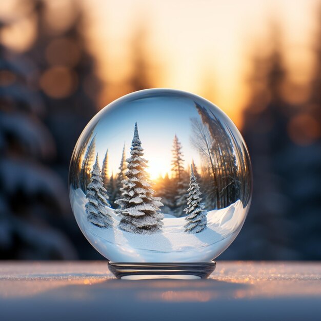 immagine raffigurata di un globo di neve con alberi sullo sfondo ai generativi