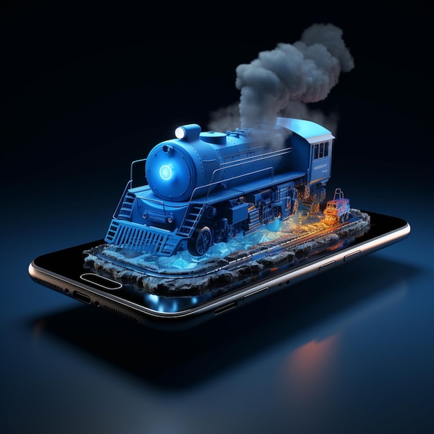 immagine raffigurata di un treno blu sullo schermo di uno smartphone