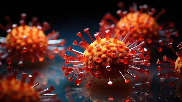 Immagine ravvicinata del panorama del patogeno del coronavirus