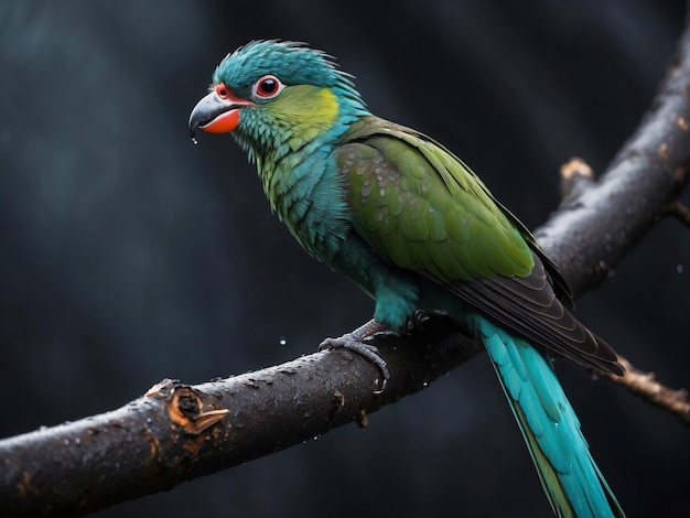 Immagine ravvicinata dettagliata di alta qualità di un bellissimo quetzal