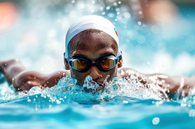 Immagine ravvicinata di un atleta che nuota