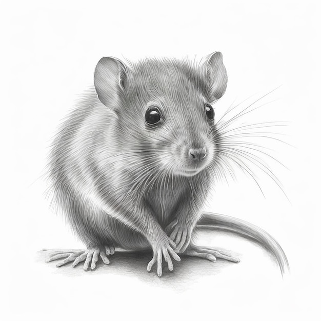 Immagine realistica del disegno di schizzo della matita del ratto bella AI generata
