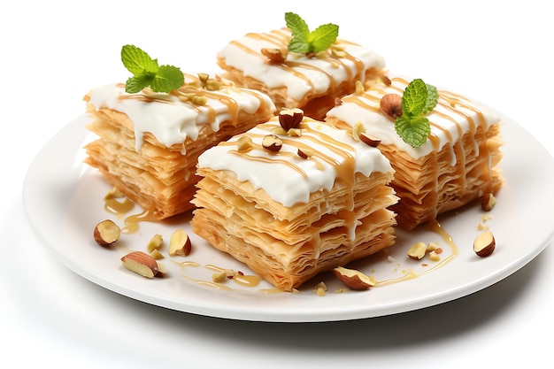 Immagine realistica della foto HD del dessert greco del baklava