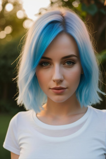 Immagine realistica di una giovane donna sexy con i capelli colorati