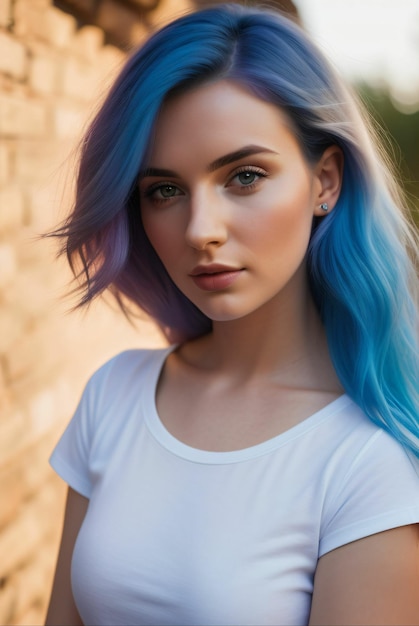 Immagine realistica di una giovane donna sexy con i capelli colorati