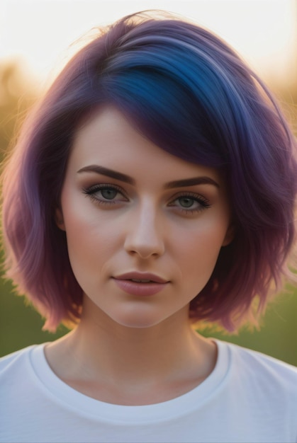 Immagine realistica di una giovane donna sexy con i capelli colorati