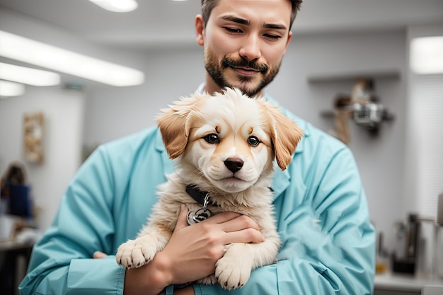 Immagine ritagliata del medico veterinario che tiene ai generativa