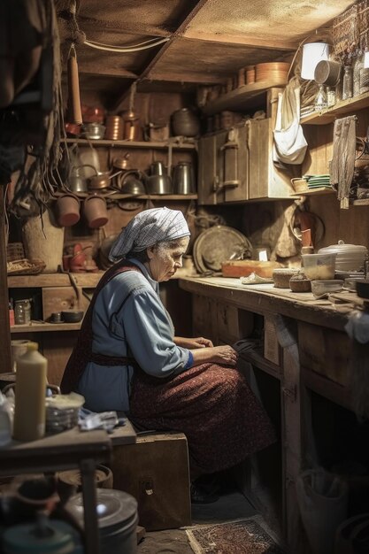 Immagine ritagliata di una donna che lavora nel suo laboratorio creato con l'IA generativa