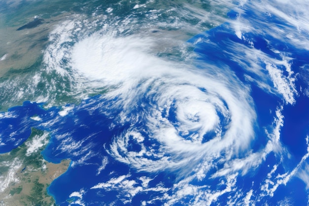 Immagine satellitare che cattura l'immensa scala e la struttura a spirale di un uragano