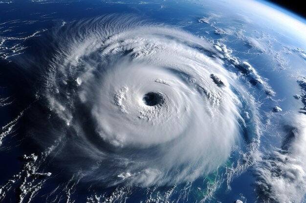 Immagine satellitare dell'uragano che gira nell'oceano