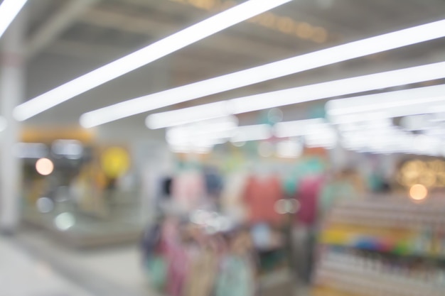 Immagine sfocata di persone che camminano al centro commerciale