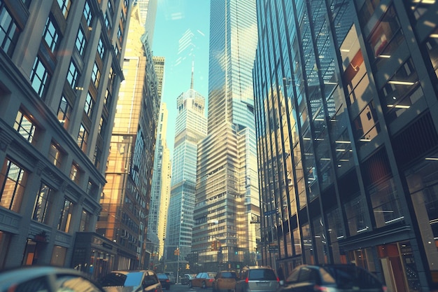 Immagine tonata di moderni edifici per uffici e grattacieli nel centro della città immagine realistica