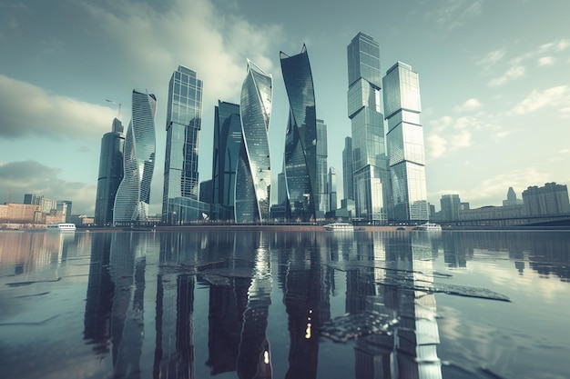 Immagine tonata di moderni edifici per uffici e grattacieli nel centro della città immagine realistica