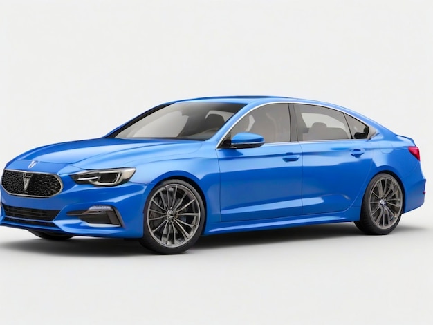Immagine tridimensionale di un'auto blu isolata su sfondo bianco