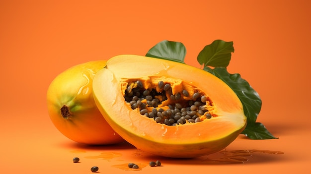 Immagine vibrante di papaia con tracciatura e colori audaci