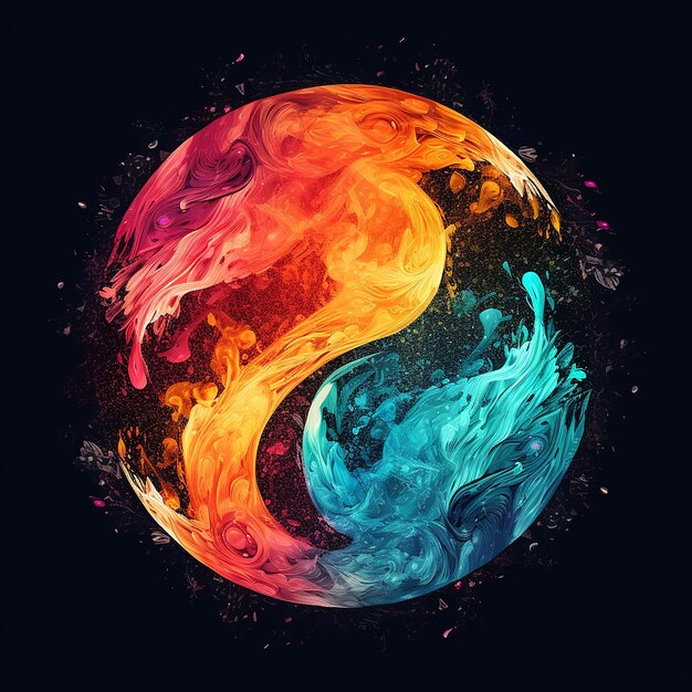 immagine yin yang colorata generata da ai