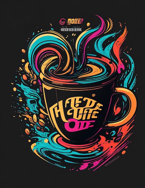 Immagini Ai colorate di caffè per il design di magliette