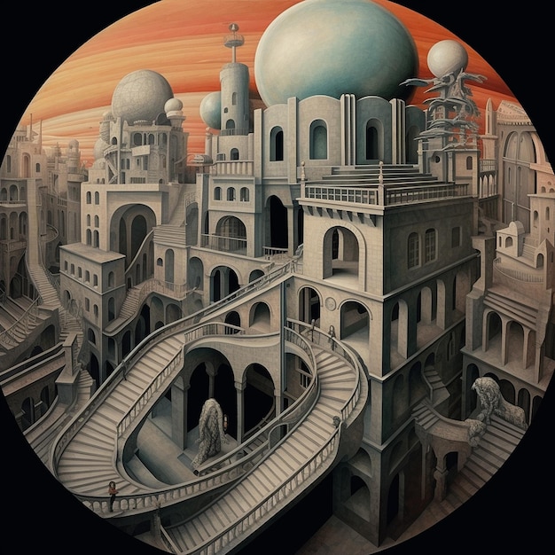 Immagini d'arte di mc escher più carine IA generativa