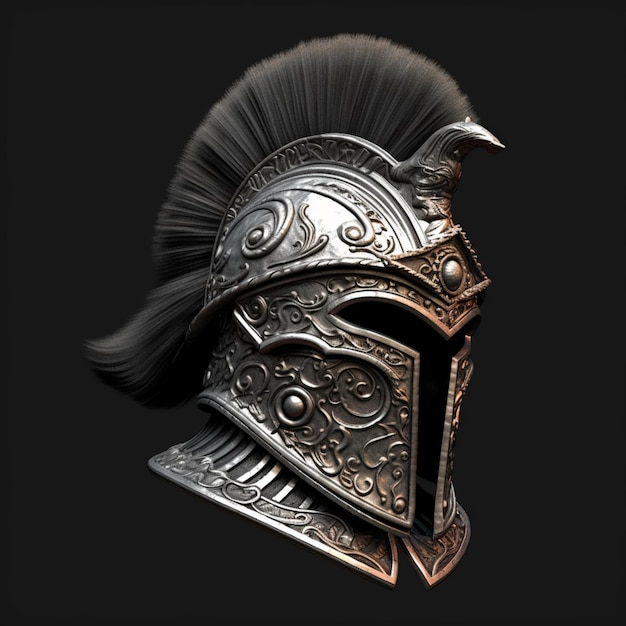 Immagini del casco dell'eroe di guerra dell'armatura spartana del greco antico Arte generata dall'intelligenza artificiale