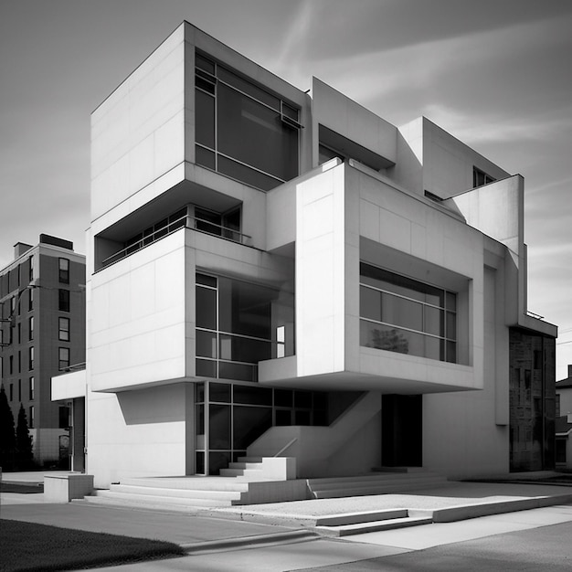 Immagini della casa di vetro residenziale di architettura moderna AI Arte generata