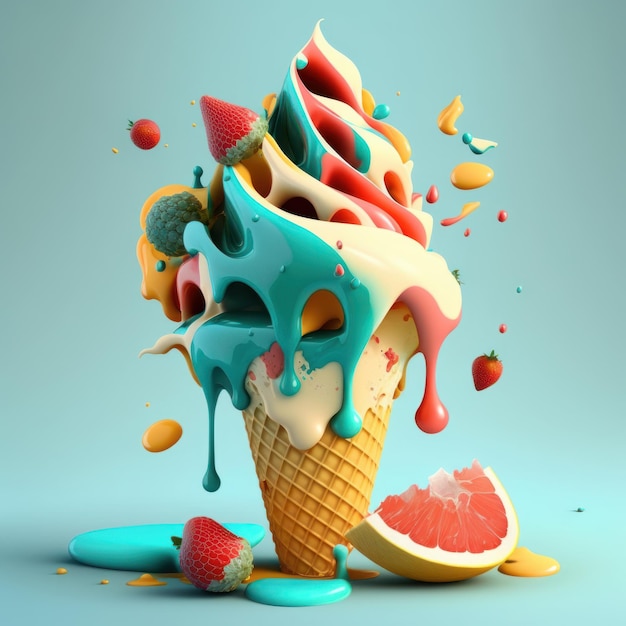 Immagini di gelato estivo con sapori rinfrescanti e texture fondente AI generativa