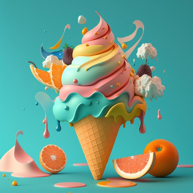 Immagini di gelato estivo con sapori rinfrescanti e texture fondente AI generativa