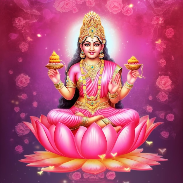 Immagini di Maha lakshmi scaricano mah laxmi dea su immagini di loto generative ai
