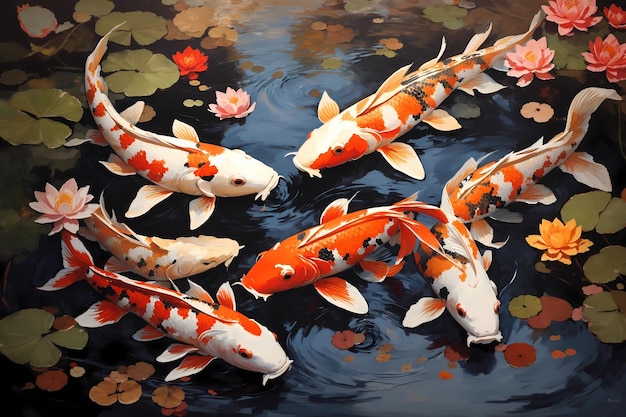 Immagini di pesci Koi da giardino giapponese per interni per decorare la tua casa