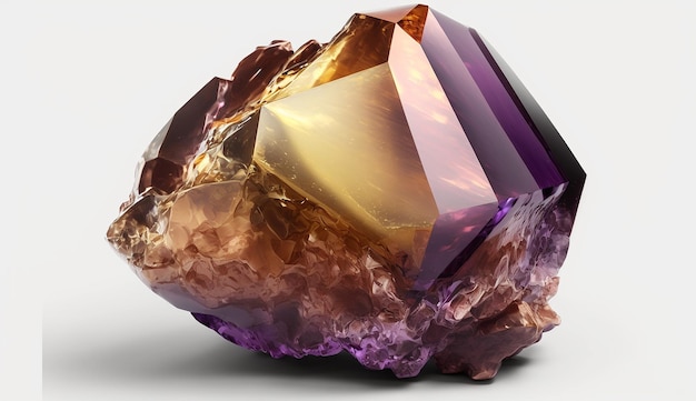 Immagini di pietre preziose sintetiche ametrine naturali sfondo bianco Immagine generata da AI