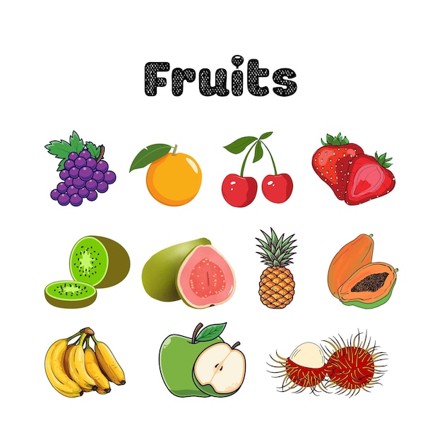 immagini di vari frutti per illustrazioni, modelli, sfondi e altri elementi di design