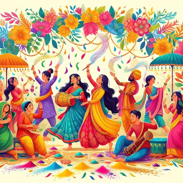 Immagini illustrative della celebrazione di Holi
