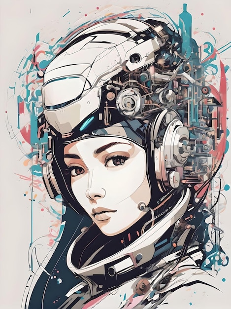 Immagini ingegnose donne cyberpunk in realismo 3D