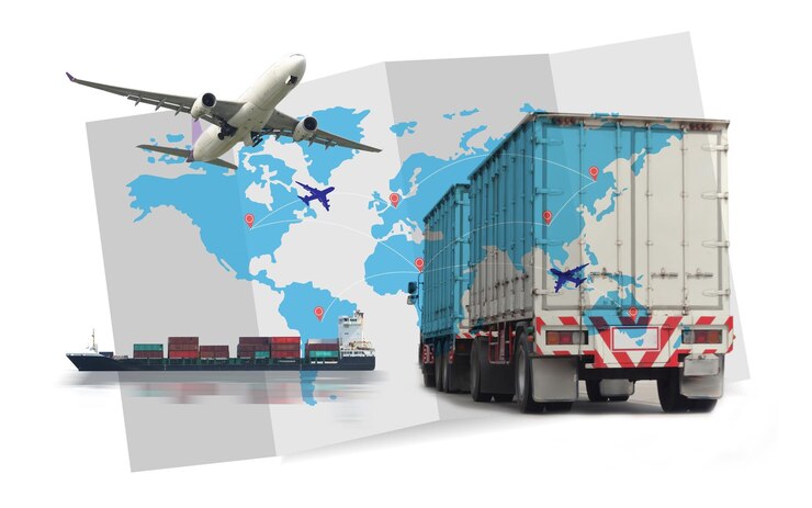 Foto immagini premium di logistica amp container di spedizione o scatola di container di carico