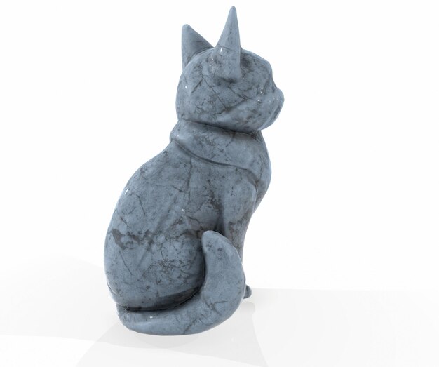 Immagini renderizzate 3D della statua del gatto