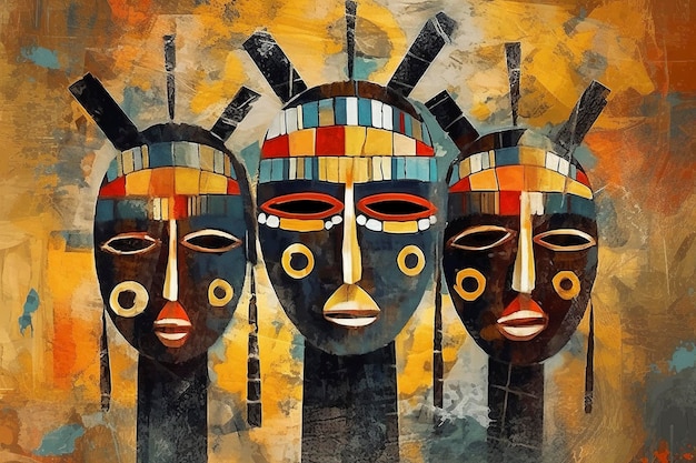 Immergiti nel mondo affascinante dell'astrazione africana attraverso disegni artistici vibranti generati dall'AI