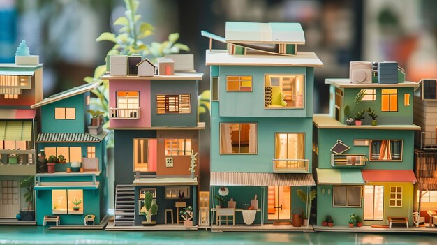 Immersi in un mondo di case in miniatura con disegni vividi e intricati