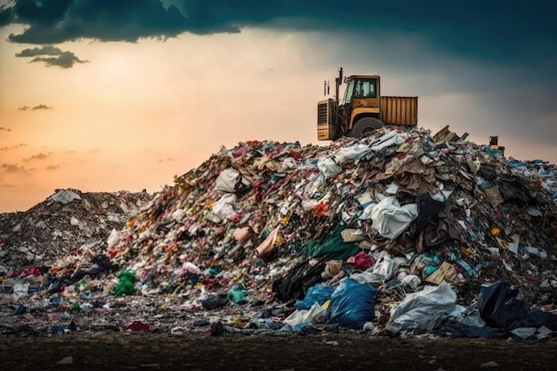 Immondizia traboccante dalla discarica non preparata in discarica