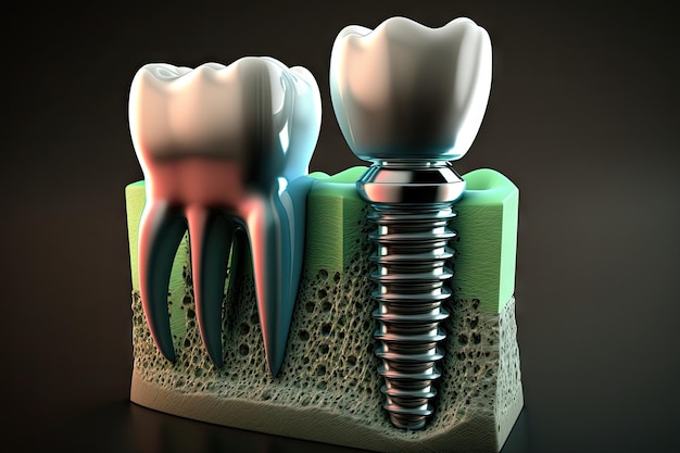 Impianto dentale nel modello 3d ai generativo