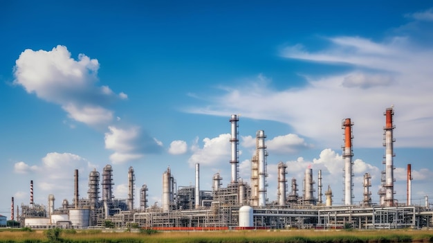 Impianto di raffineria di petrolio dalla zona industriale Petrolio e gas petrolchimico meccanico Risorsa creativa AI Generato