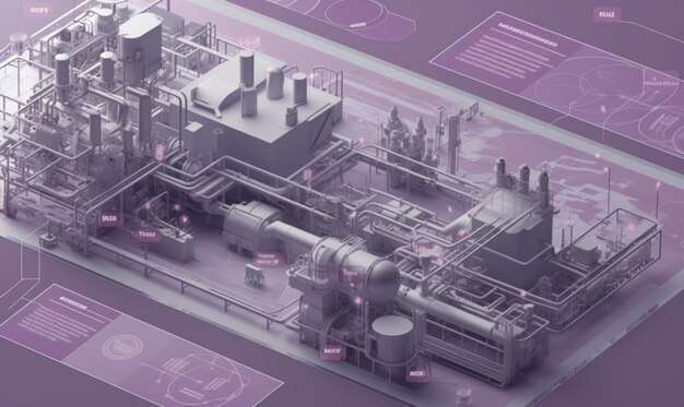 impianto industriale arafed con molti tubi e tubi generativi ai