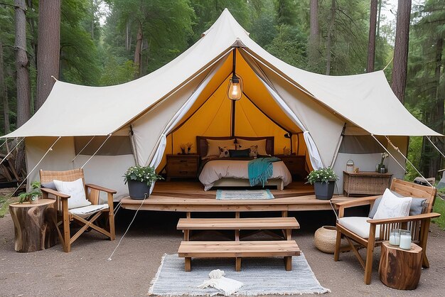 Impostazione del glamping in cortile