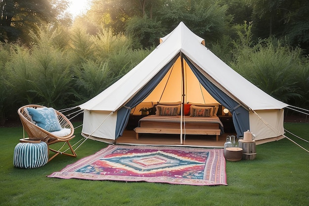 Impostazione del glamping in cortile