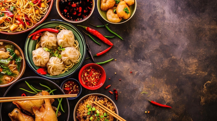 Foto impostazione della tavola da pranzo in stile asiatico