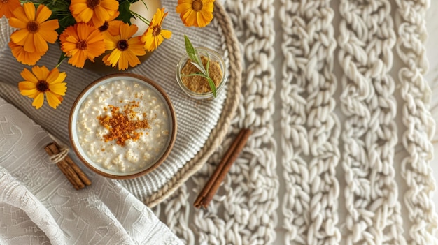 Impostazione di un blog di cibo stagionale con farina d'avena di zucca e tè Chai
